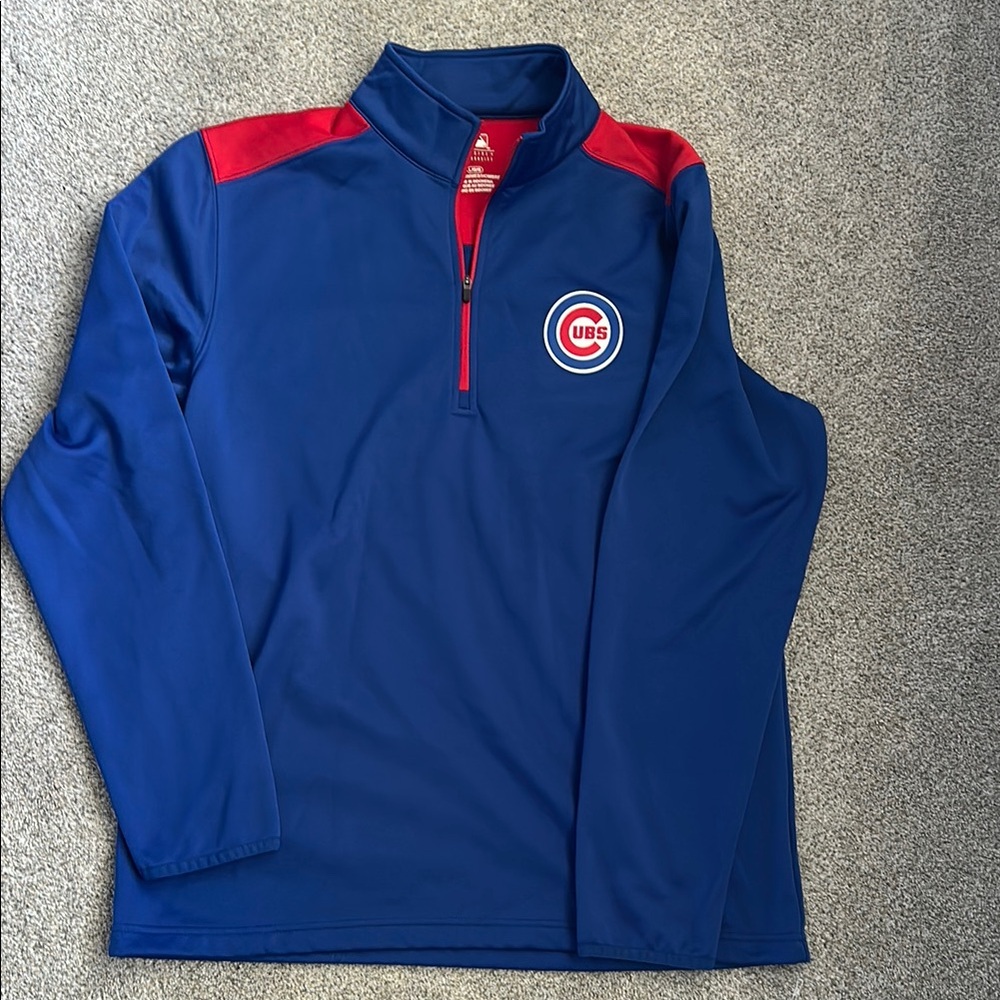 MLB Blue and Red Cubs Quarter-Zip Sweatshirt